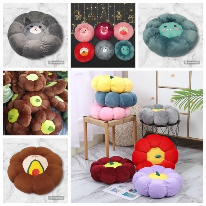 [FURNI HOME] Đệm Ngồi Bệt Hình Quả Bí Ngô, Đệm Lót Ghê Phương Anh Nhiều Hình Dáng Đáng Yêu Size Đại, Có Khóa Kéo
