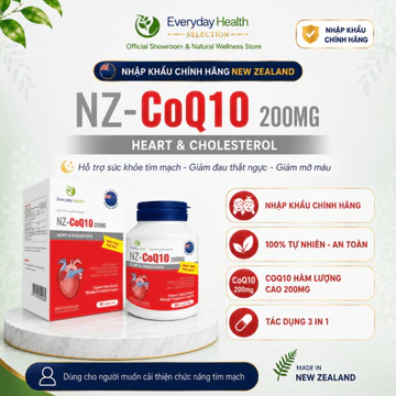Viên bổ tim NZ CoQ10 Everyday Health hỗ trợ khỏe cơ tim, giảm nguy cơ xơ vữa động mạch, phòng và hỗ trợ tim mạch - 30v