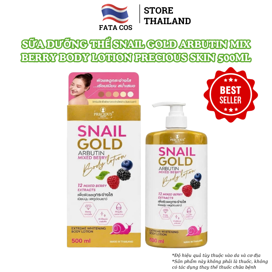 Sữa Dưỡng Thể Snail Gold Arbutin Mix Berry 500ml [SVIP] – Dưỡng Trắng, Dưỡng Ẩm, Mờ Thâm Fata Co's