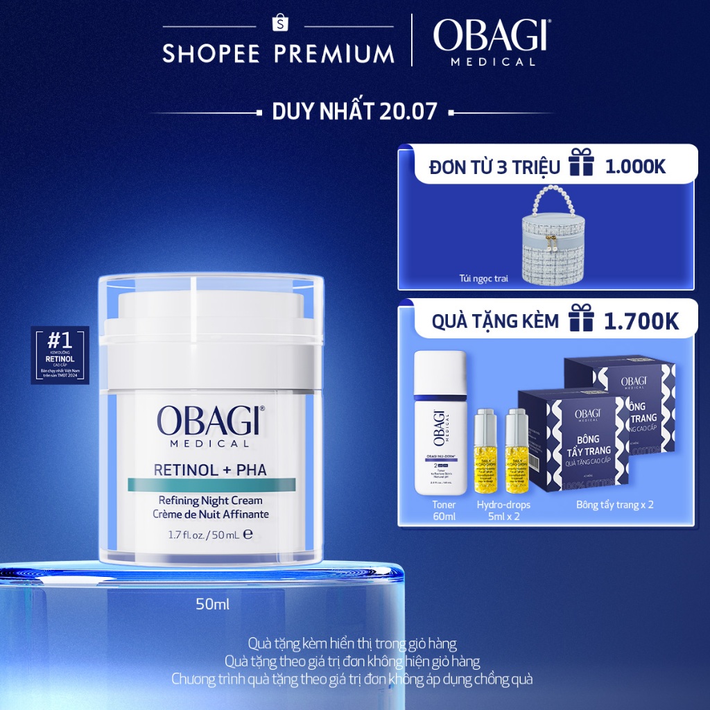 Kem Dưỡng Obagi Retinol + PHA Làm Mới & Tươi Trẻ Ban Đêm 50ml