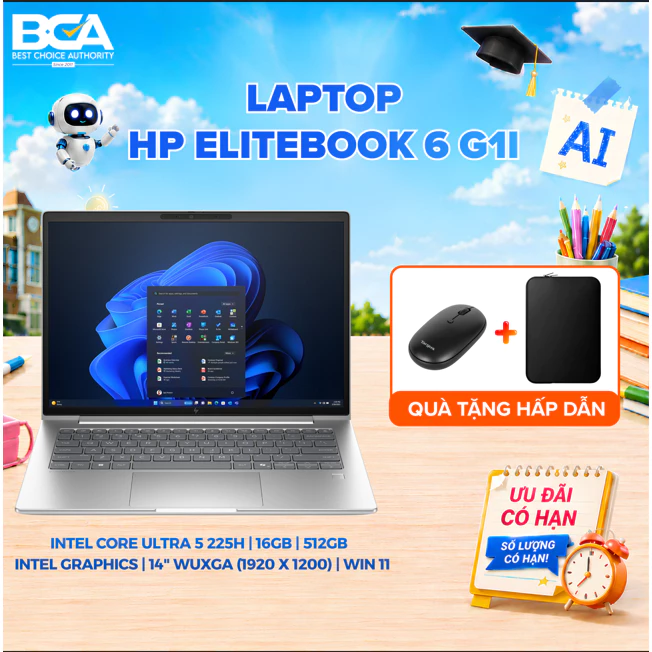 HP EliteBook 6 G1i 14 inch Laptop (BQ9M9PT) + Tặng kèm Túi Chống Sốc + Chuột Không dây Targus