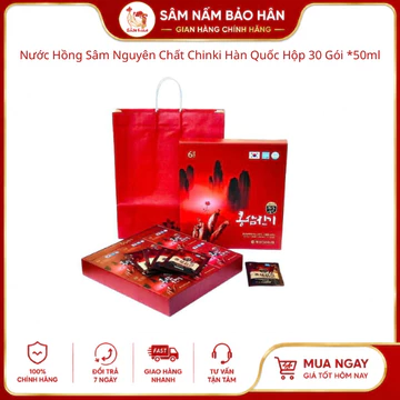 Nước Hồng Sâm Nguyên Chất Chinki Hàn Quốc Hộp 30 Gói *50ml [nước hồng sâm cao cấp ]