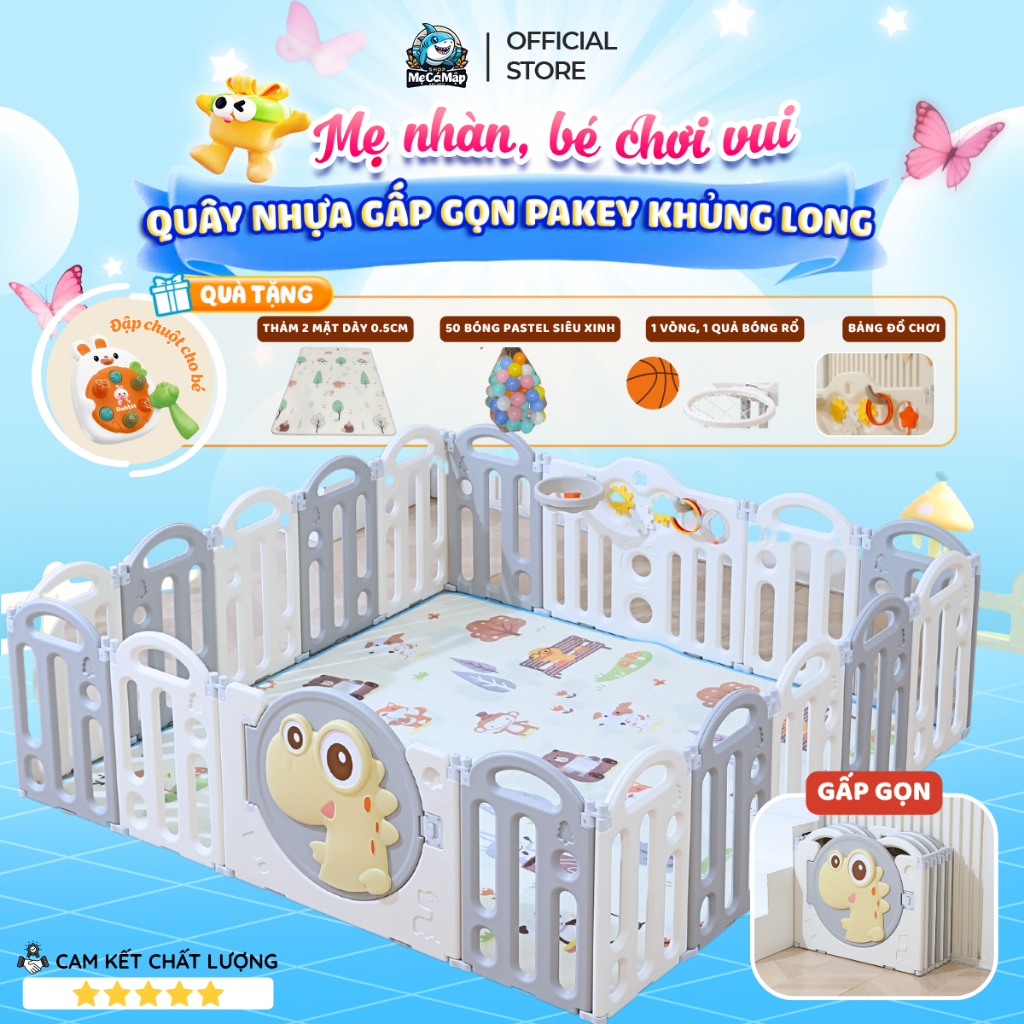 [Mẫu Mới 2026] Quây Cũi Cho Bé Tặng Bóng- Thảm- Bóng Rổ, Quây Cũi Nhựa Gấp Gọn An Toàn Cho Bé, Bảo Hành Trọn Đời