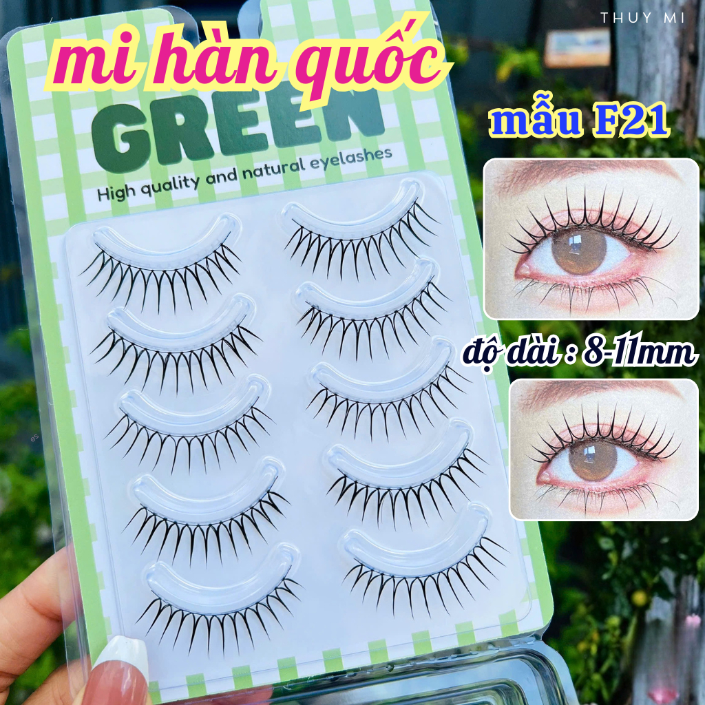 Mi Giả Hàn Quốc F21 Tự Nhiên Độ Dài 8-10mm Green Thủy Mi