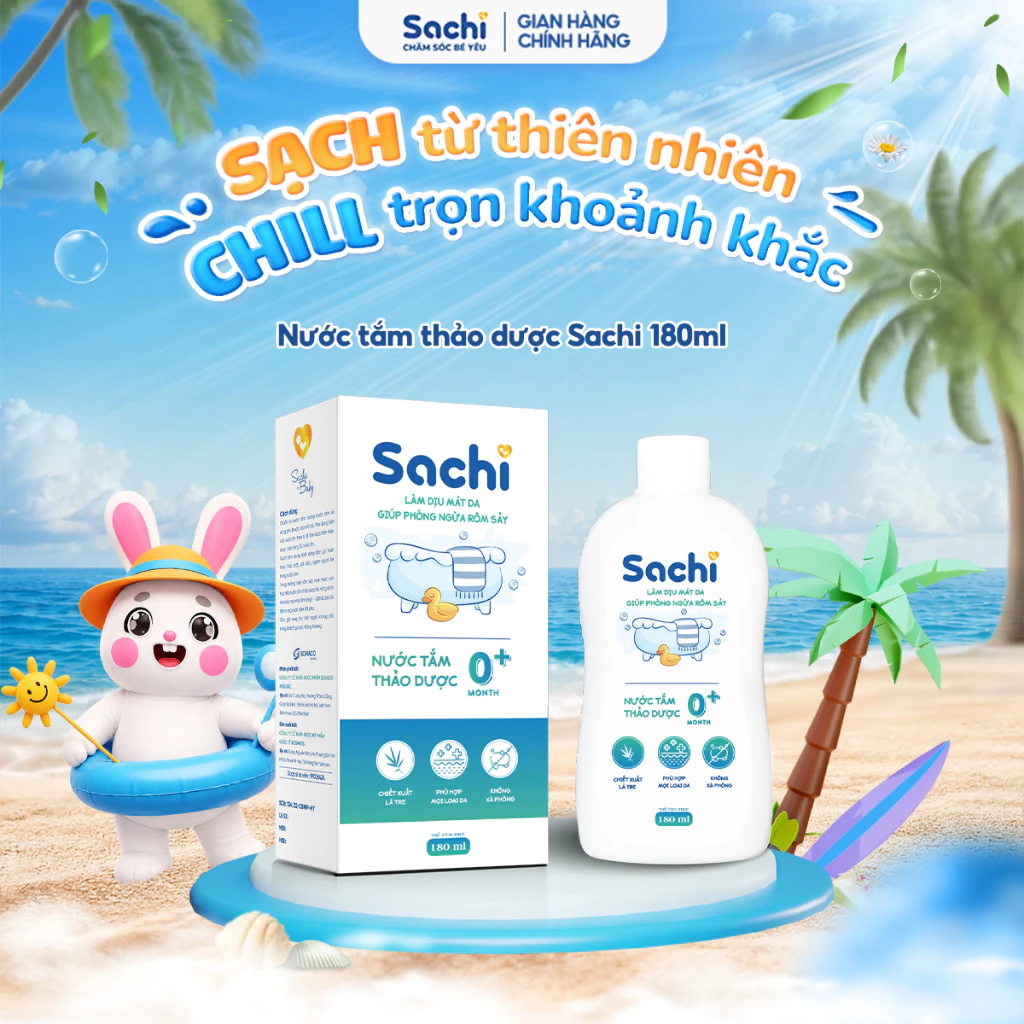 Nước tắm thảo dược cho bé Sachi 180ml