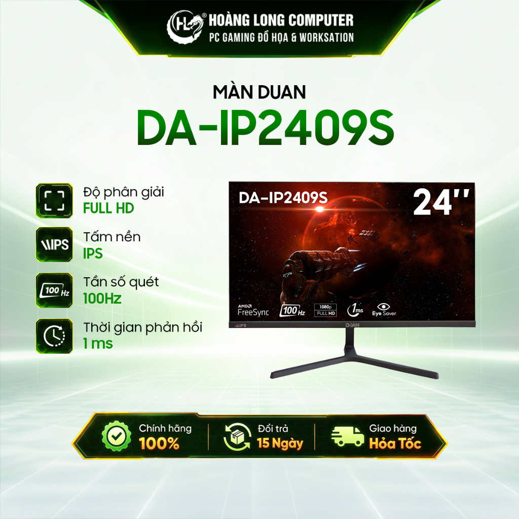 [Bảo Hành 24 Tháng] Màn Hình Duan DA-IP2409S 24 Inch IPS Full HD 100Hz 1ms Viền Mỏng