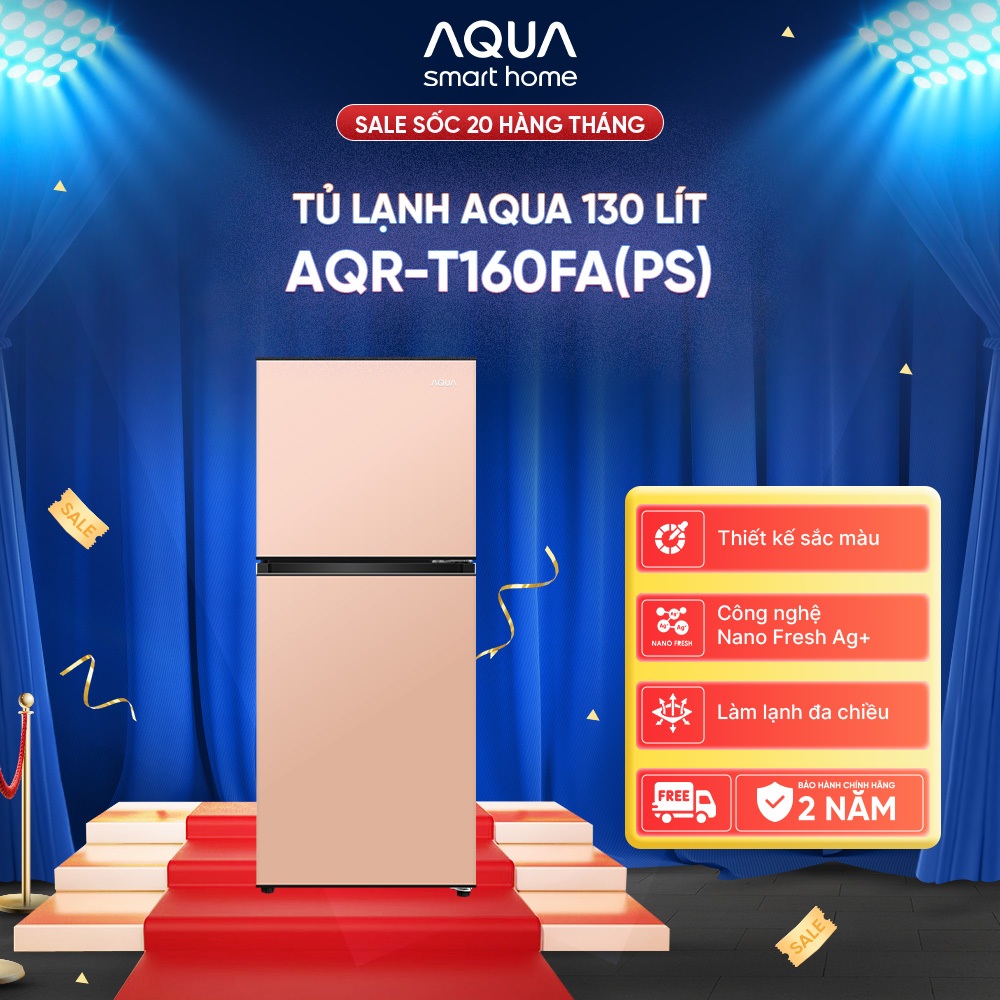 [SẢN PHẨM MỚI] Tủ lạnh AQUA 2 cánh 130 lít ngăn đá trên AQR-T160FA(PS) - Màu hồng - Freeship toàn quốc -Bảo hành tận nhà | BigBuy360 - bigbuy360.vn