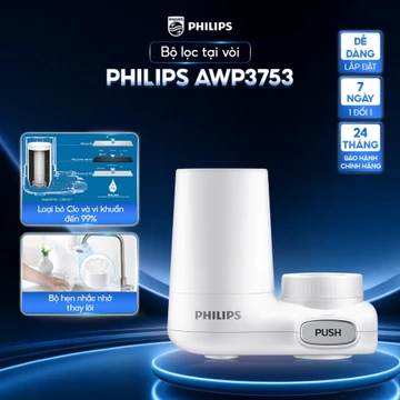 [HÀNG CHÍNH HÃNG] Bộ lọc nước tại vòi Philips AWP3753 - 02 chế độ nước, loại bỏ clo, tạp chất, kim loại nặng