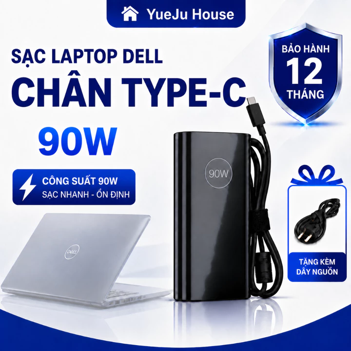 Sạc laptop Dell type c sạc thường công suất 90w sạc dell type c 90w bảo hành 24 tháng
