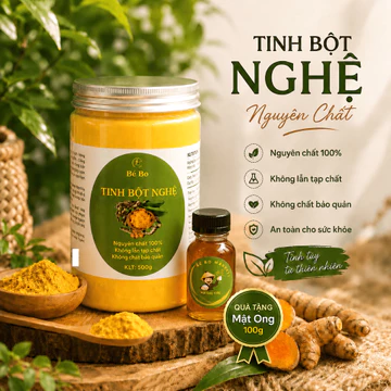 Tinh Bột Nghệ Vàng Nguyên Chất, hỗ trợ sáng da, tiêu hóa hiệu quả, đắp mặt, bột pha uống Bé Bo [250G - 1KG]