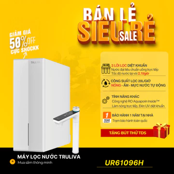 [MIỄN PHÍ LẮP ĐẶT]Máy lọc nước âm tủ bếp Truliva UR61096H - Nước nóng, đèn UV diệt khuẩn