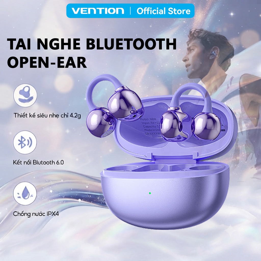 Freeclip tai nghe Kẹp Vention Chống nước Bluetooth V6.0 Hỗ Trợ AAC/SBC, Sạc USB-C, loa kép dynamic