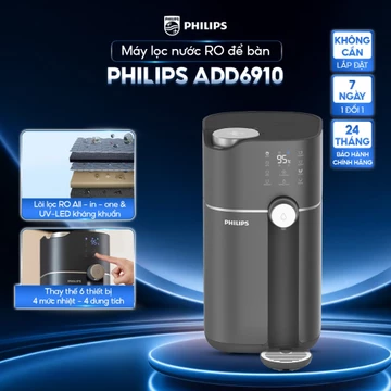 [HÀNG CHÍNH HÃNG] Máy lọc nước RO để bàn Philips ADD6910 màu xám, uống trực tiếp nhỏ gọn làm nóng 3s