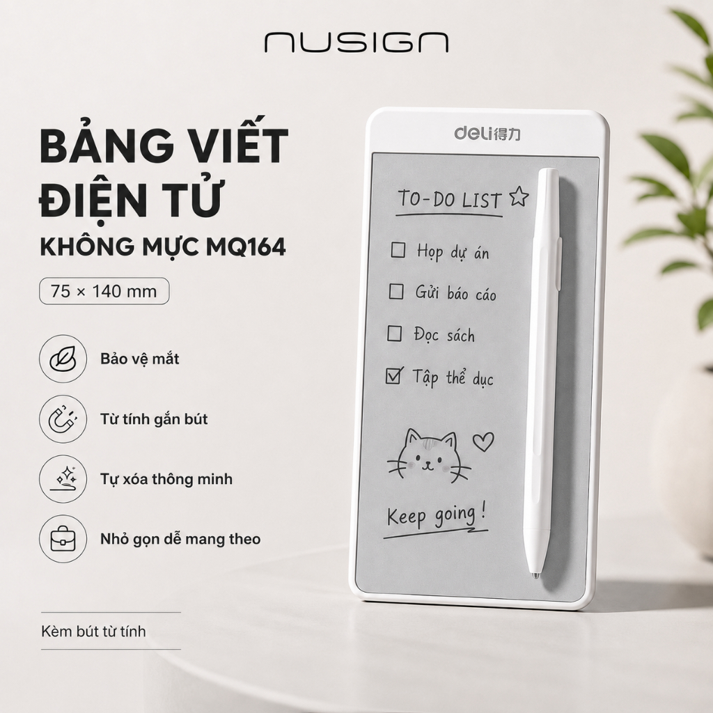 Bảng Viết Từ Tính Thông Minh Tự Xóa Deli, Bảng Viết Điện Tử Không Mực 75*140mm Tự Xóa, Bảo Và Mắt, Nhà Gn Dày Mang