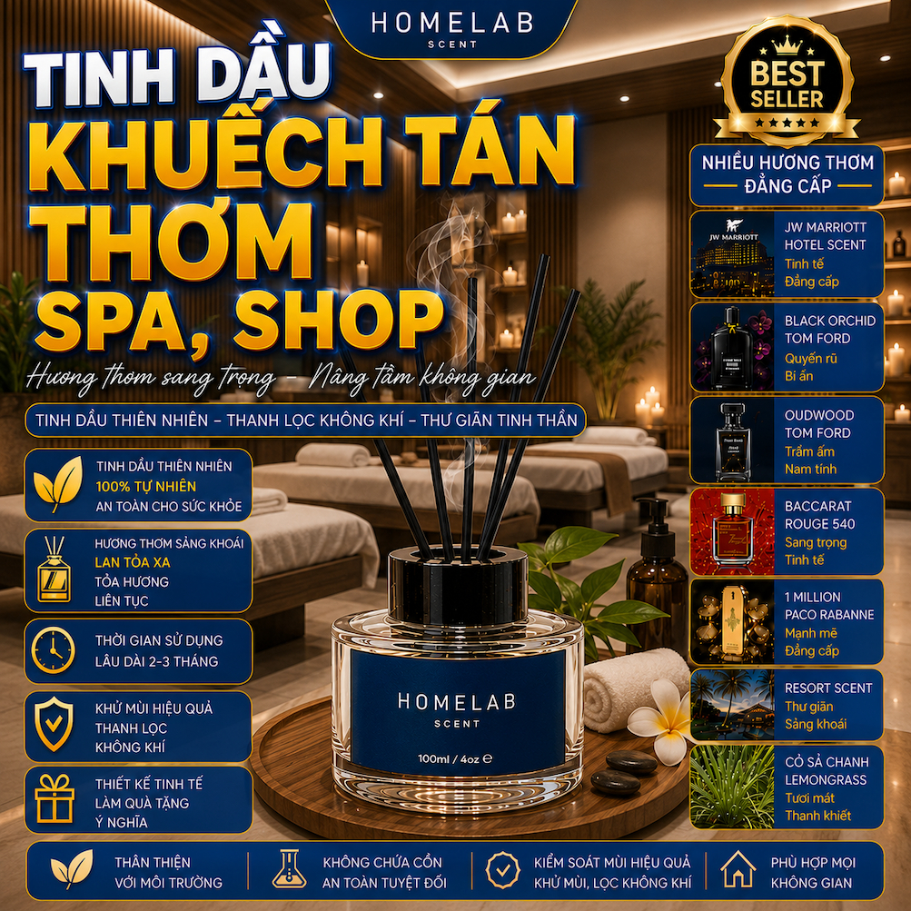 Tinh Dầu Thơm khuếch tán thơm spa, cửa hàng, Thơm nhà 100ml - Tinh Dầu Khuếch Tán Nhiều Mùi Hương Niche