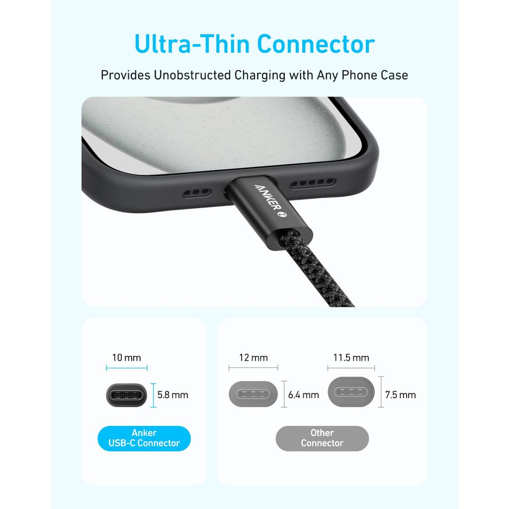 Cáp sạc nhanh Anker Zolo USB-C sang USB-C| Công suất 240W | Chip E-Marker thông minh | Dài 1.8m - A8060 |BH 18 tháng | BigBuy360 - bigbuy360.vn