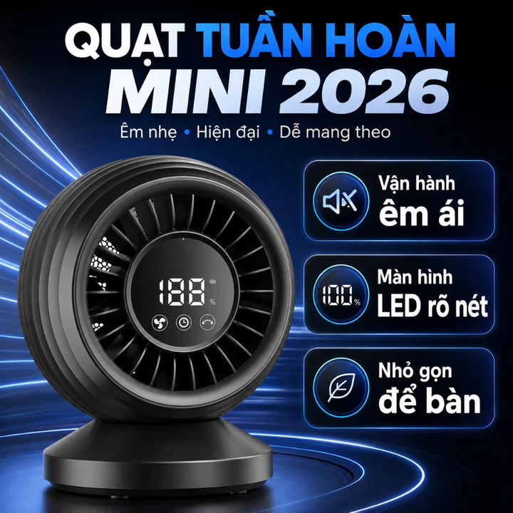Quạt tuần hoàn không khí, quạt mini để bàn, quạt tích điện đa năng, quạt làm mát cá nhân, quạt thông gió mini