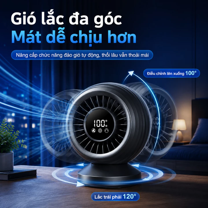 Quạt tuần hoàn không khí, quạt mini để bàn, quạt tích điện đa năng, quạt làm mát cá nhân, quạt thông gió mini – 7