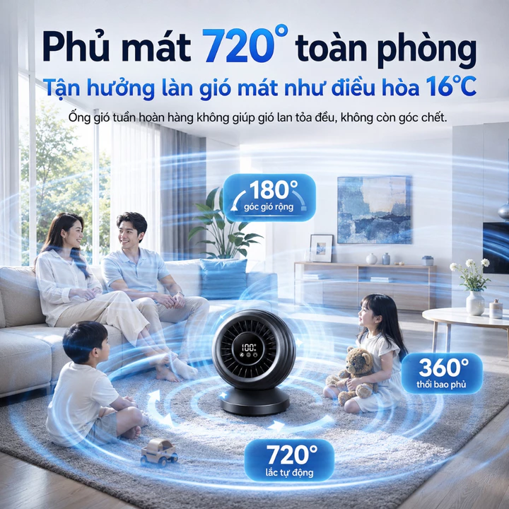 Quạt tuần hoàn không khí, quạt mini để bàn, quạt tích điện đa năng, quạt làm mát cá nhân, quạt thông gió mini – 2