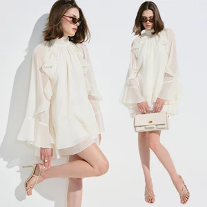 RECHIC Đầm ngắn Hestia form babydoll phối bèo nữ tính thanh lịch