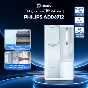[HÀNG CHÍNH HÃNG] Máy Lọc Nước RO Để Bàn NÓNG/LẠNH PHILIPS ADD6912 màu xanh, Công nghệ lọc Aquaporin Inside®
