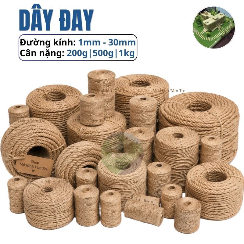 1kg Dây thừng, Dây đay Size 1-20mm, dùng decor, làm handmade, trang trí nhà cửa