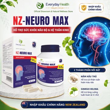 Viên bổ não NZ Neuro Max Eveday Health giúp hoạt huyết dưỡng não, tăng cường tuần hoàn và lưu thông máu não - 60v