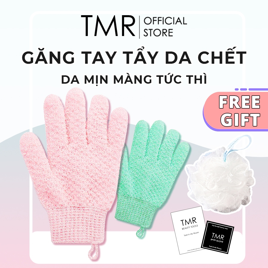 Găng Tay Tẩy Tế Bào Chết TMR, găng tay tắm với 3 lớp dày dăn, tiện dụng để chà lưng như bao tay tắm
