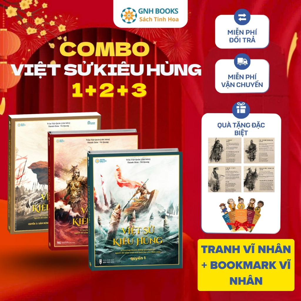 [Tặng Tranh Vĩ Nhân + Bookmark] Combo Dã Sử Việt Sử Kiêu Hùng 1+2+3 - Hào Khí Dân Tộc Qua Từng Trang Sử, Bìa Cứng