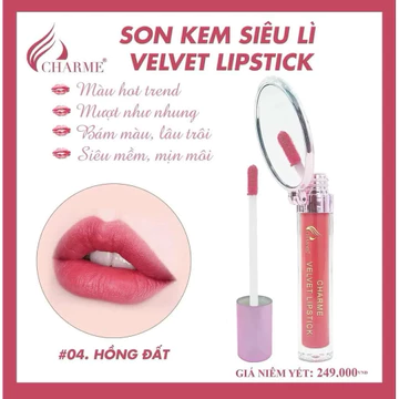 SON KEM CHAM VELVEL LIPSTICK SIÊU LÌ [ MÀU SỐ 04) HONG ĐÁT ]
