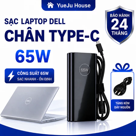 Sạc laptop Dell type c sạc thường công suất 65w sạc type c 65w bảo hành 24 tháng