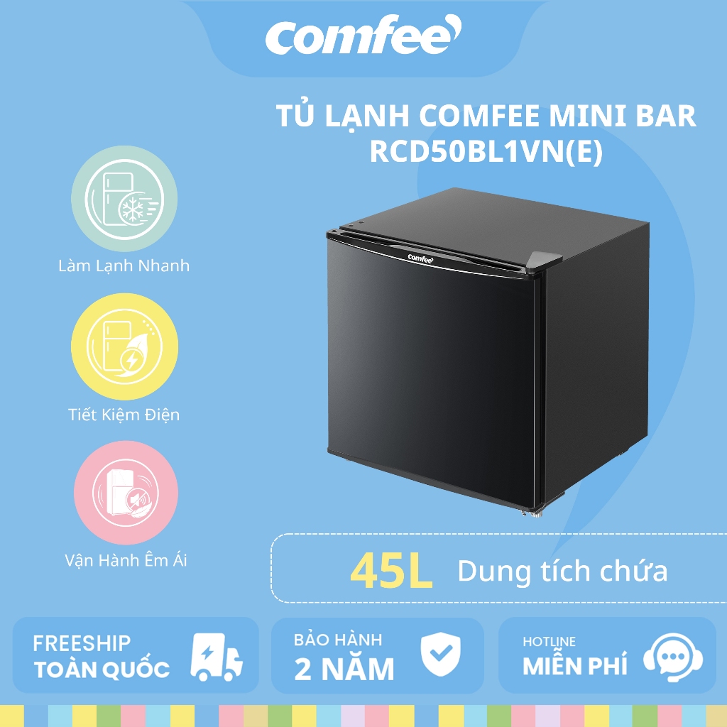[FREESHIP] Tủ lạnh mini Comfee RCD50BL1VN(E) 45L - Inverter tiết kiệm điện năng, nhỏ gọn, tiện lợi