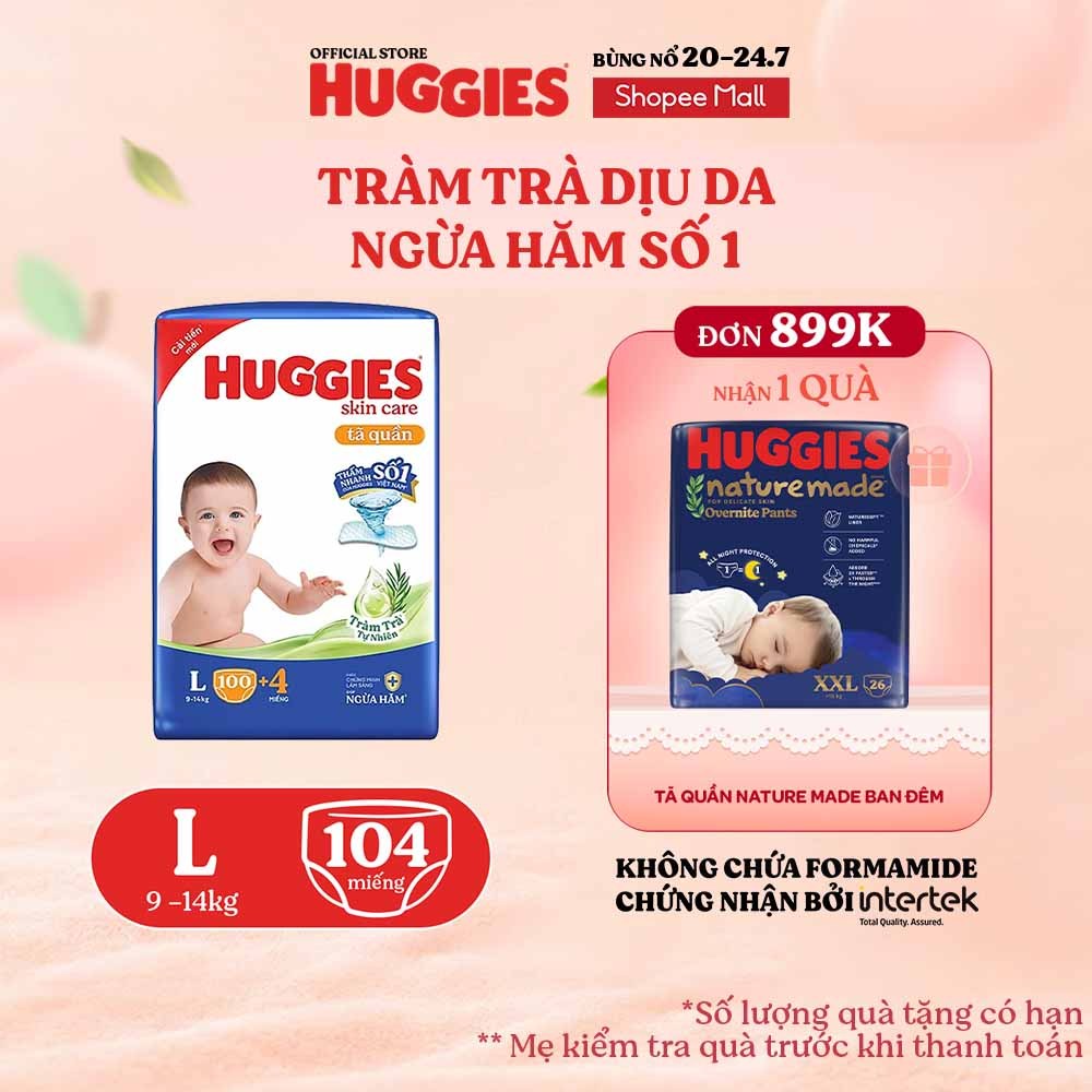 Tã quần Huggies Skincare Mega Jumbo M102+4/L100+4/XL84+4/XXL76+4