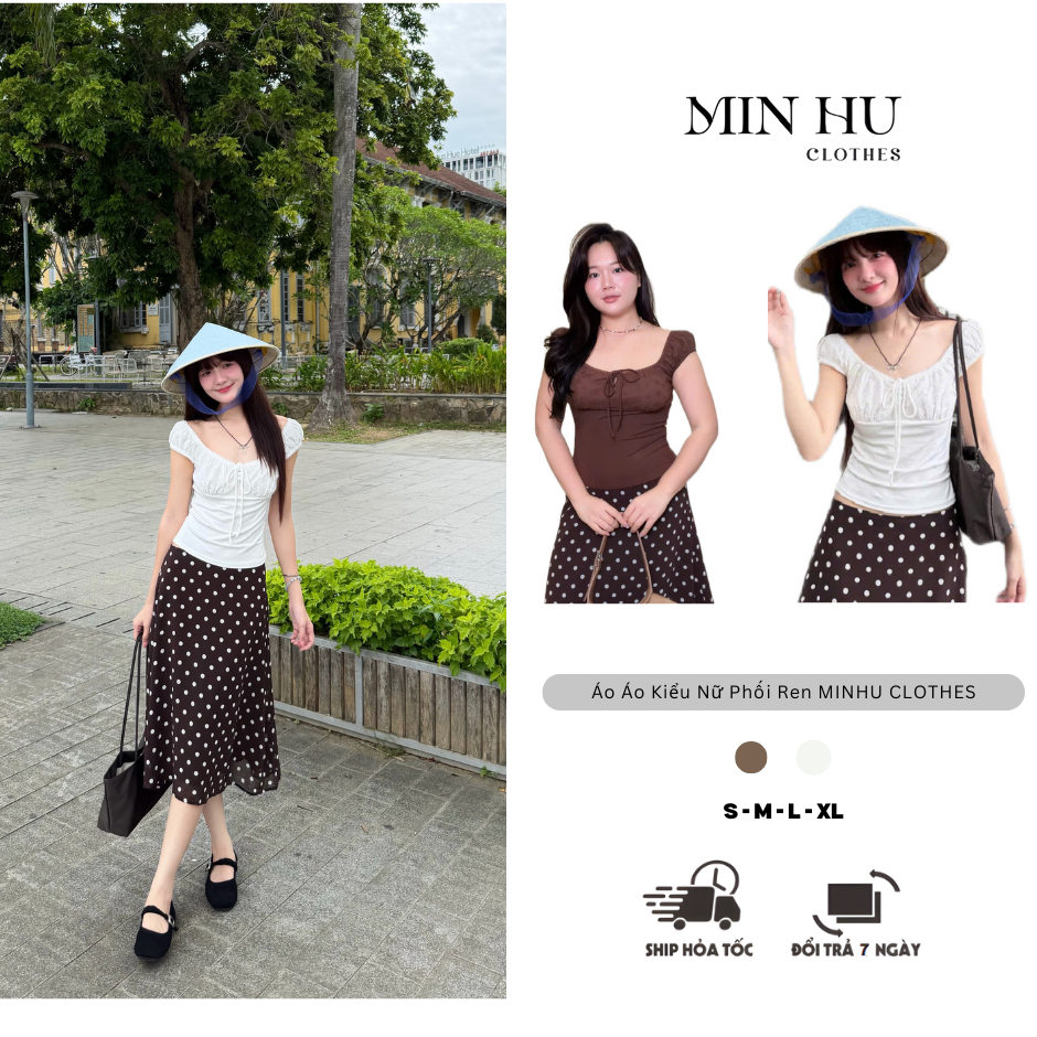 Áo Kiểu Nữ Phối Ren Vintage, Áo Babydoll Cột Nơ Dáng Ôm Hàn Quốc, Áo Croptop Tay Bèo Tiểu Thư Co Giãn Mềm Mịn(ACR)