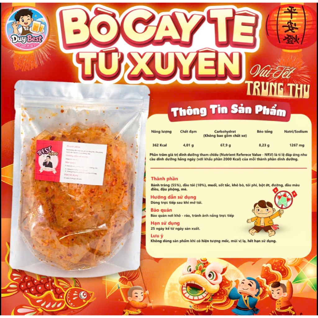 (Độc Quyền) Bánh Tráng Bò Cay Tê Tứ Xuyên Duy Best - Vị Cay Tê Tê & Khô Bò Ngon