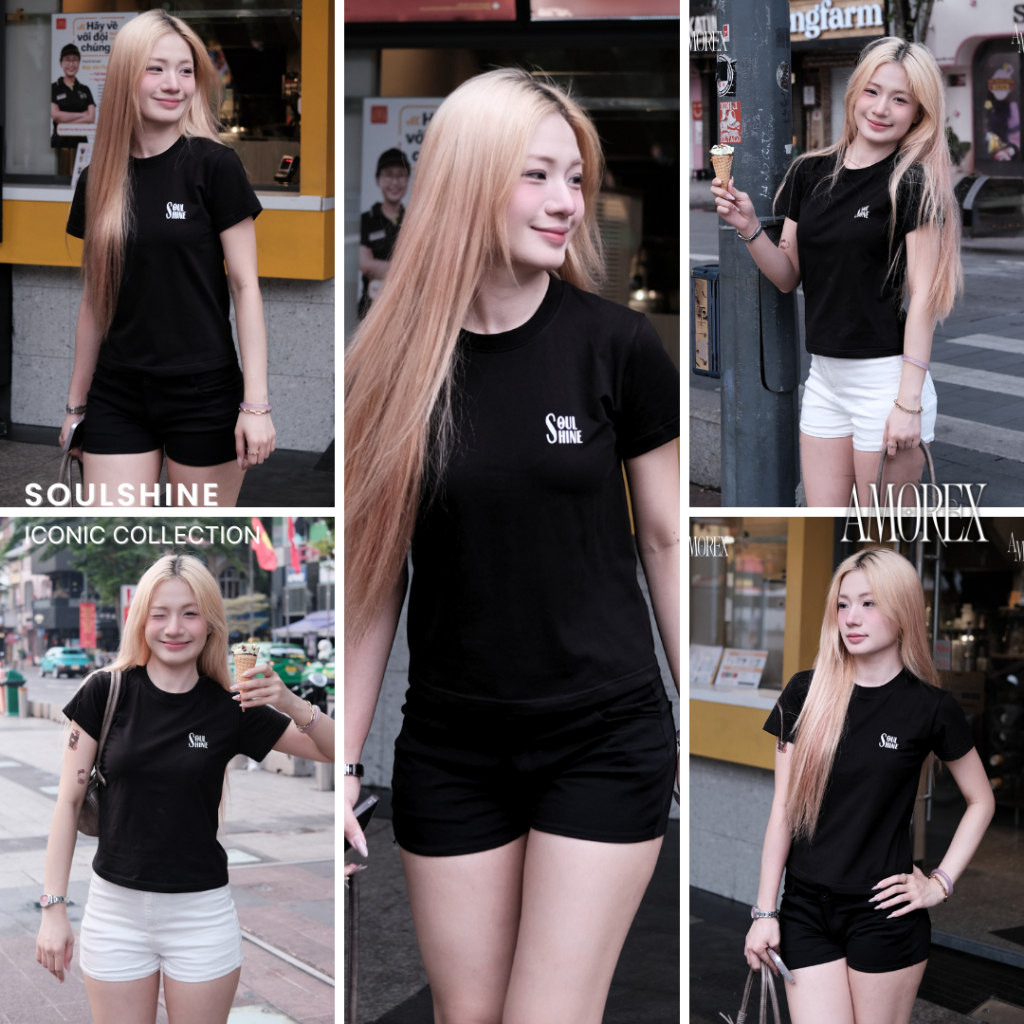 Áo Baby Tee Nữ Amorex Soulshine Thun Lạnh Tôn Dáng Co Giãn Thoáng Mát | BigBuy360 - bigbuy360.vn