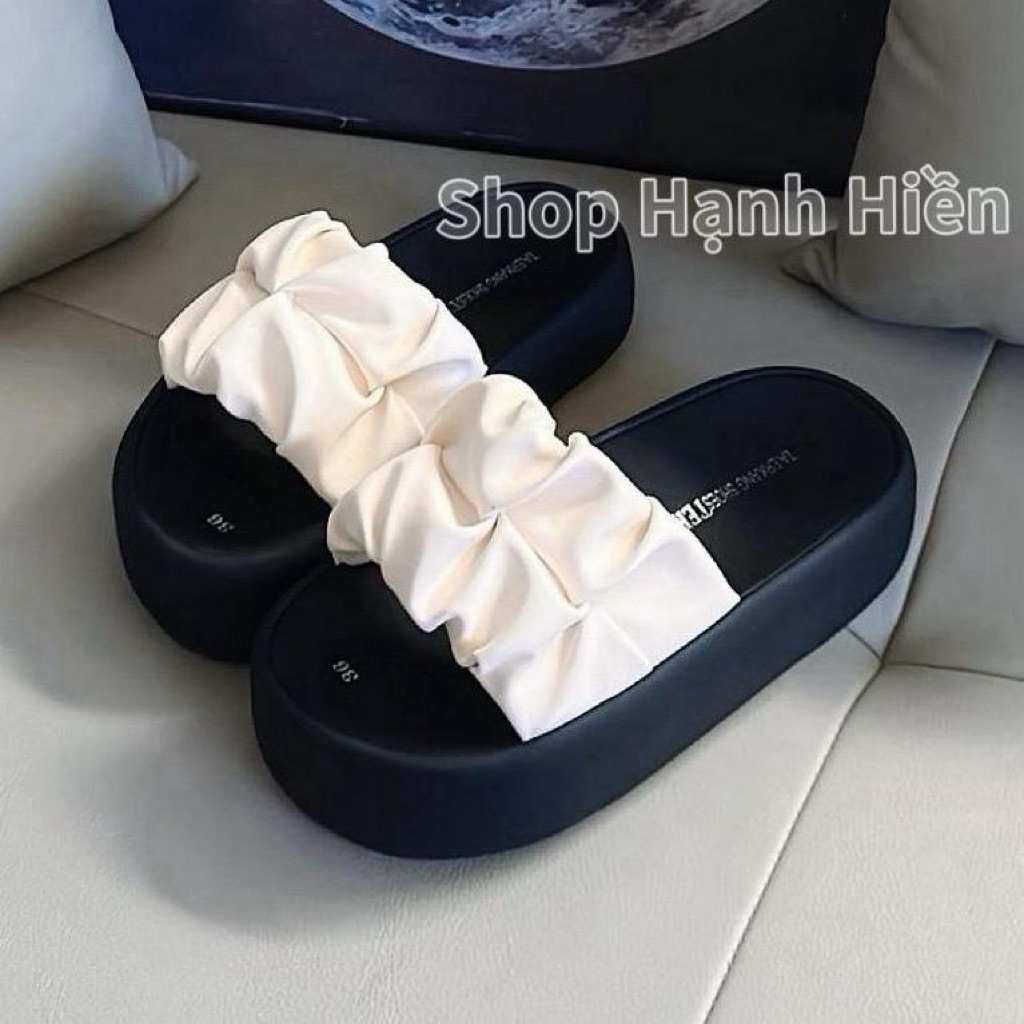 Dép Nữ Quai Ngang Bản To D07 Nhúng Nhẹ Dép Da Nhẹ ÊM Đế Bằng Cao 5 Cm Chống Trơn