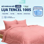 [Tencel 100s] Bộ chăn ga gối Lụa Tencel 100s 5 món cao cấp Mướt Bedding, chăn chần bông đầy đủ kích thước — ảnh 1