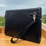 Clutch Cầm Tay Da Bò In Vân Cá Sấu, Chất Liệu Da Bò, Kiểu Dáng Sang Trọng 27x20x5cm — ảnh 6