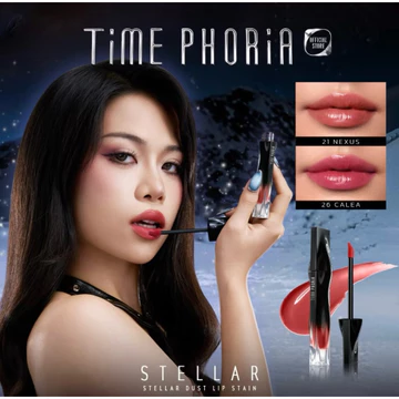Son tint lì lâu trôi TIMEPHORIA STELLAR DUST LIP STAIN bóng mượt, bền màu không lem không dính cốc 5ML