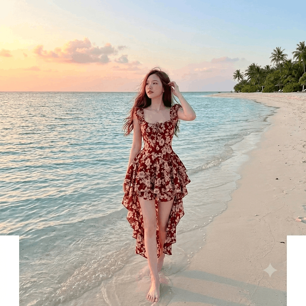 Đầm Maxi Nữ Đuôi Cá Lụa Ý Hoa Nhí Cao Cấp Kèm Quần Bảo Hộ Váy Maxi Đi Biển Du Lịch Resort Sang Chảnh - ảnh 7
