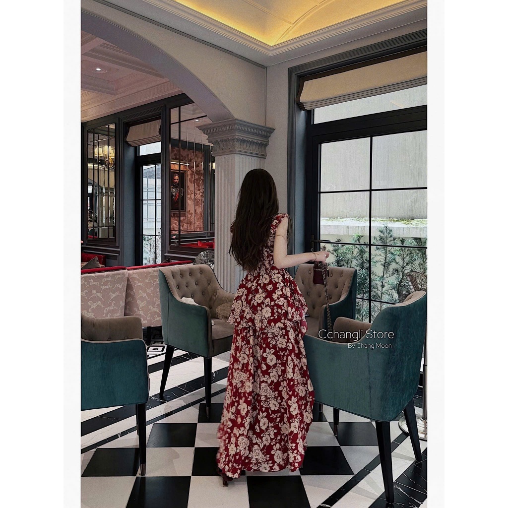 Đầm Maxi Nữ Đuôi Cá Lụa Ý Hoa Nhí Cao Cấp Kèm Quần Bảo Hộ Váy Maxi Đi Biển Du Lịch Resort Sang Chảnh - ảnh 4