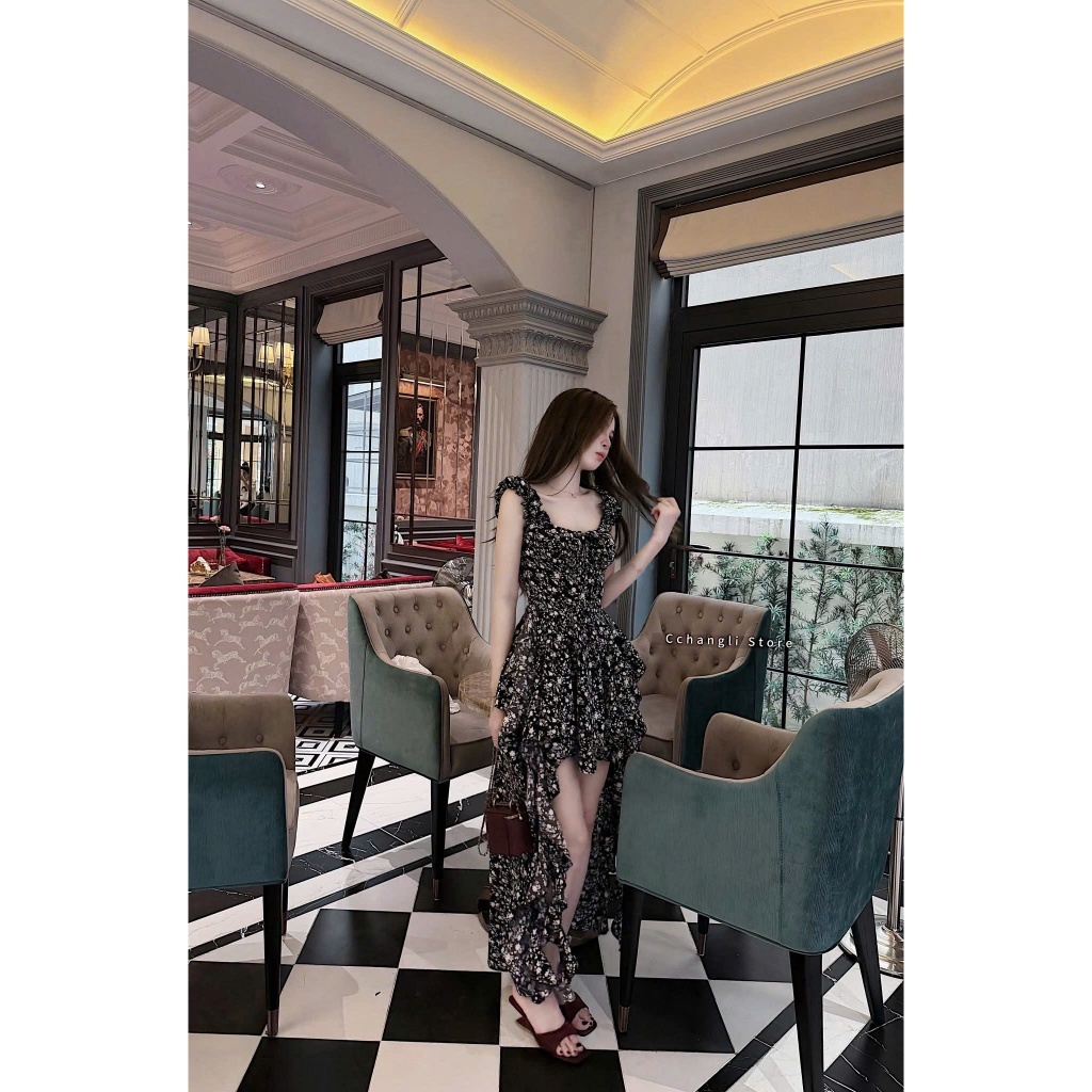 Đầm Maxi Nữ Đuôi Cá Lụa Ý Hoa Nhí Cao Cấp Kèm Quần Bảo Hộ Váy Maxi Đi Biển Du Lịch Resort Sang Chảnh - ảnh 5
