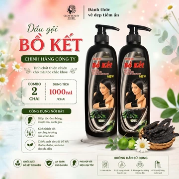 Combo 2 Chai Dầu Gội Bồ Kết 1000ml - Sạch Gàu, Mềm Mượt Tóc, Hương Bồ Kết Tự Nhiên | Glow Beauty Store