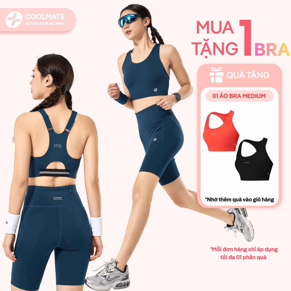 [MUA 1 TẶNG 1] Áo Bra thể thao nữ  Medium Support co giãn, thoáng khí,thấm hút mồ hôi-Coolmate Active For Women