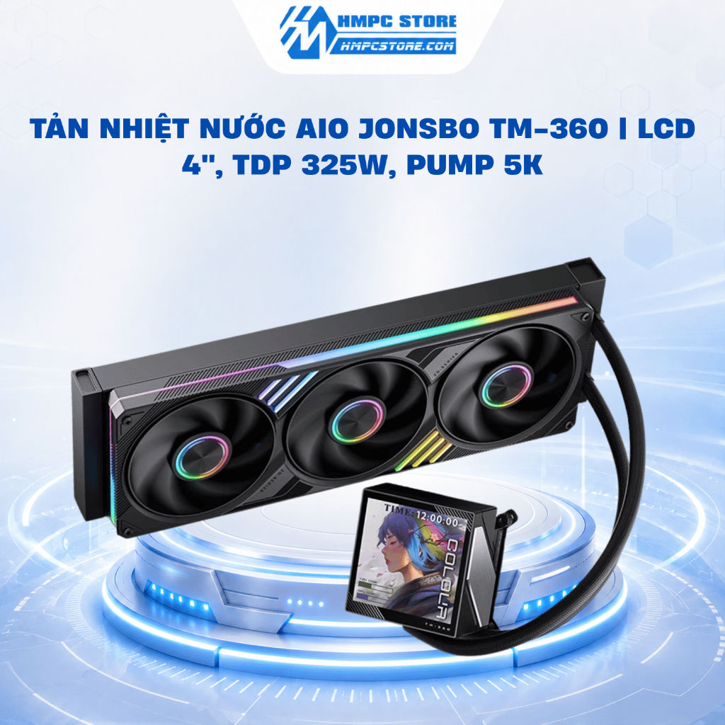 Tản nhiệt nước AIO Jonsbo TM-360 | LCD 4'', TDP 325W, Pump 5k, BH 24 tháng