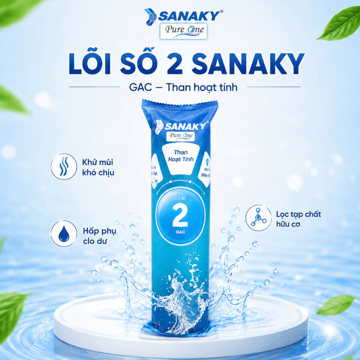 Bộ lõi lọc thô 123 Sanaky cho máy lọc nước RO gia đình lõi PP than hoạt tính dễ thay – 5