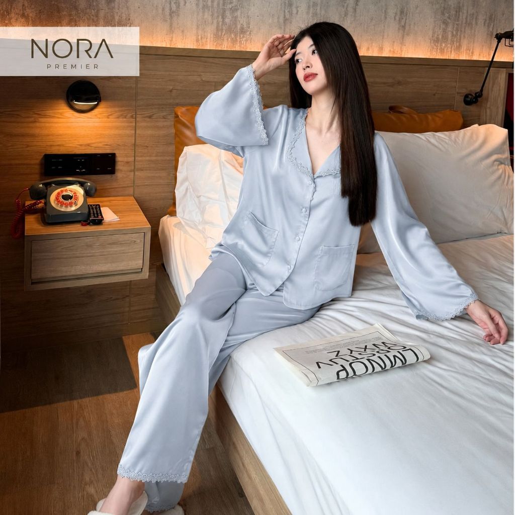 Đồ ngủ Bộ đồ ngủ, bộ mặc nhà Pijama NORAVELA Lụa Latin Cao Cấp Thiết Kế