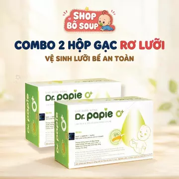 Combo 2 hộp gạc rơ lưỡi Dr Papie, gạc lưỡi cho trẻ sơ sinh, cạo lưỡi chăm sóc răng miệng an toàn cho bé [Hộp 30 gói]