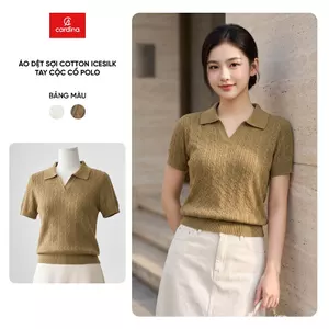Áo polo nữ CARDINA chất dệt sợi cotton icesilk tay cộc 6ALC06